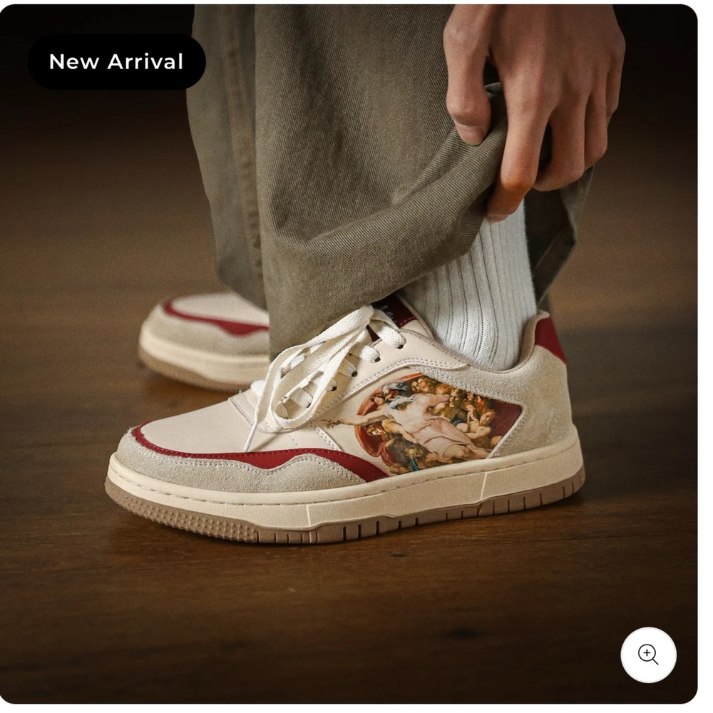 Artistic Red and Cream Women's Sneakers